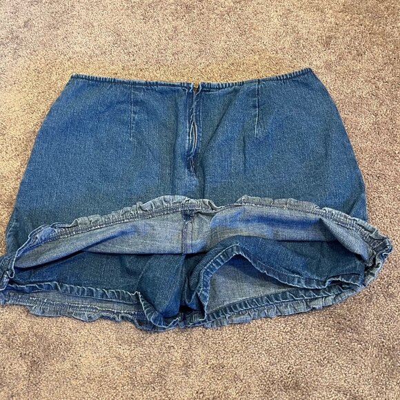 Vtg Carolina Blues Plus 16W Denim Skort Ruffled Hem & Front Pockets 100% Cotton - Picture 3 of 8